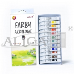 Farby akrylowe,   zestaw farb 12x12 ml - mix kolorów / FTM-4513
